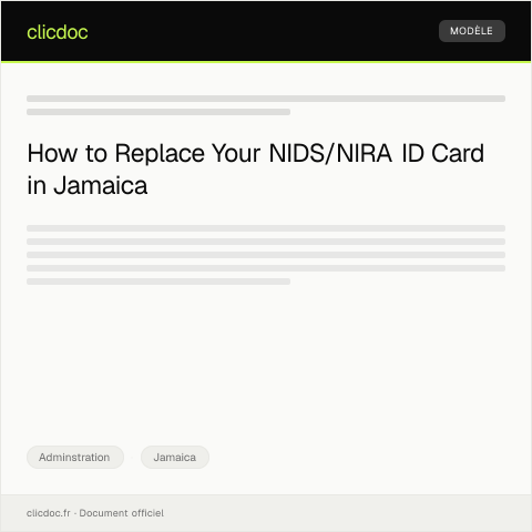 Document preview: Request for a NIDS/NIRA ID Card Replacement in Jamaica — Adminstration, Jamaica
