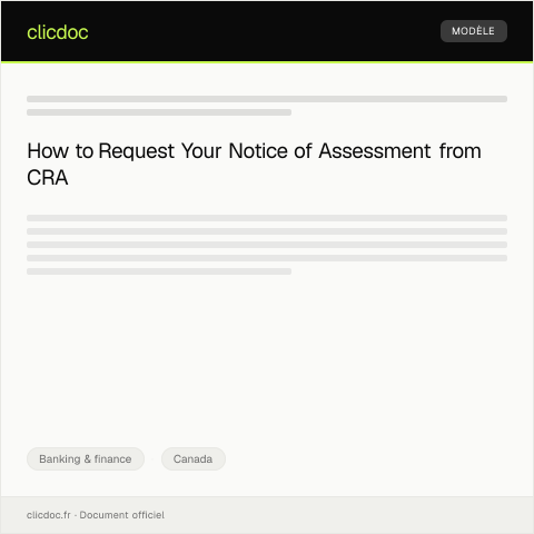 Document preview: Request for notice of assessment by mail - Demande d'avis d'imposition par courrier — Banking & finance, Canada
