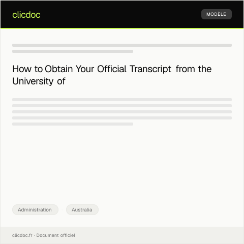 Document preview: Request for Official Transcript from University of Melbourne — Administration, Australia