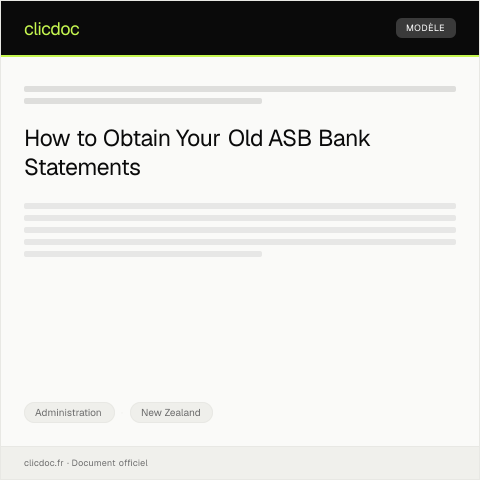 Document preview: Request for a Copy of Old Bank Statement from ASB Bank — Administration, New Zealand