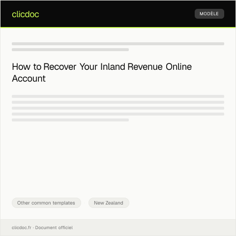 Document preview: Request for Online Account Recovery / Tono mō te Hokinga o te Pūkete tuihono — Other common templates, New Zealand