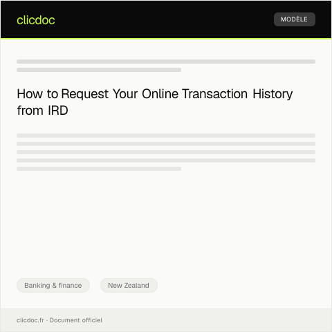 Document preview: Request for Online Transaction History / Tono mō te hītori whakawhitinga ā-ipurangi — Banking & finance, New Zealand
