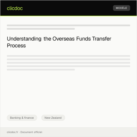 Document preview: Request for Overseas Funds Transfer / Tono mō te whakawhiti pūtea ki tāwāhi — Banking & finance, New Zealand