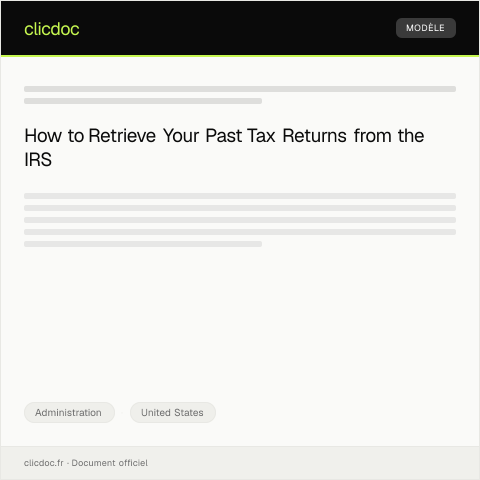 Document preview: Request for Copy of Past Tax Return (Form 1040) from IRS — Administration, United States