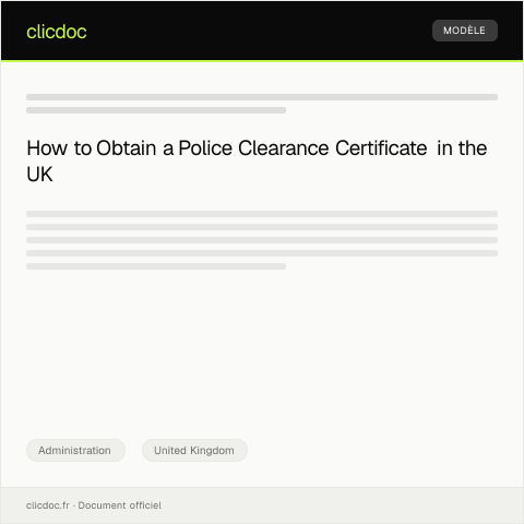 Document preview: Request for a Police Clearance Certificate — Administration, United Kingdom