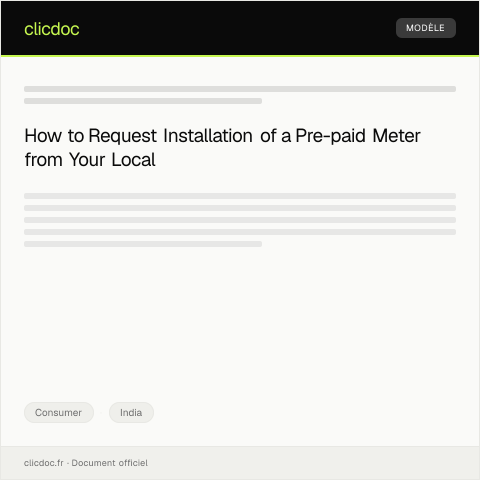 Document preview: Request for Installation of Pre-paid Meter — Local Distribution Company — Consumer, India