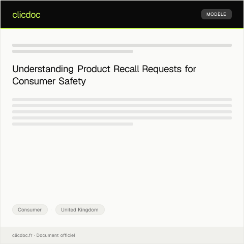 Document preview: Request for Product Recall Information — Consumer, United Kingdom