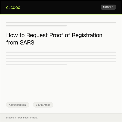 Document preview: Request for Proof of Registration of Business — Administration, South Africa
