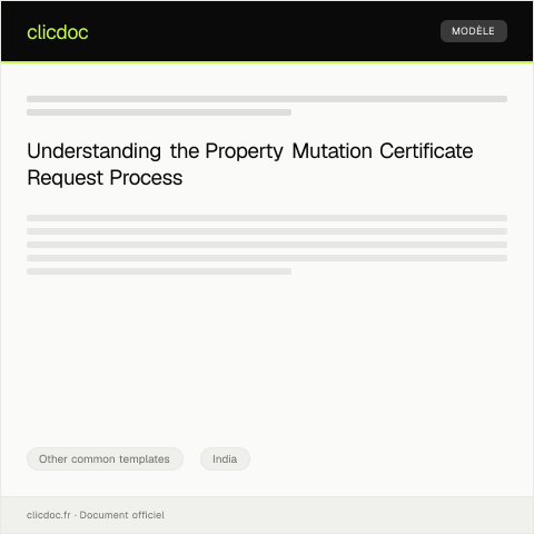 Document preview: Request for Property Mutation Certificate — Other common templates, India