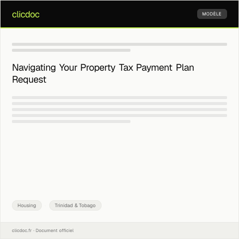 Document preview: Request for Property Tax Payment Plan — Housing, Trinidad & Tobago