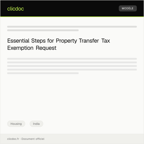 Document preview: Request for Property Transfer Tax Exemption (Revenue Department) — Housing, India