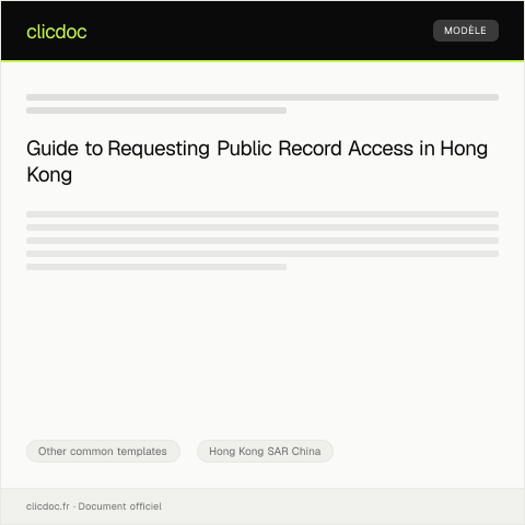 Document preview: Request for Public Record Access (公開記錄查閱申請) — Other common templates, Hong Kong SAR China