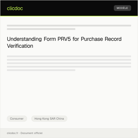 Document preview: Request for Purchase Record Verification (Form PRV5) 請求購買記錄核實（表格 PRV5） — Consumer, Hong Kong SAR China