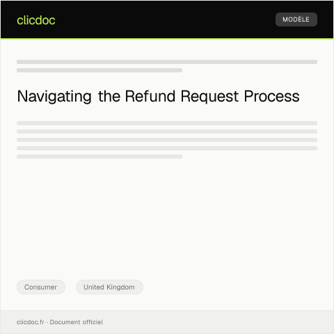Document preview: Request for Assistance with Refund Process — Consumer, United Kingdom
