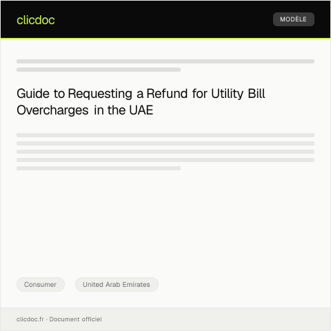 Document preview: Request for Refund of Overcharged Utility Bill (طلب استرداد مبلغ مبالغ فيه على فاتورة المرافق) — Consumer, United Arab Emirates