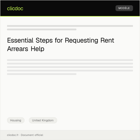 Document preview: Request for Rent Arrears Assistance — Housing, United Kingdom