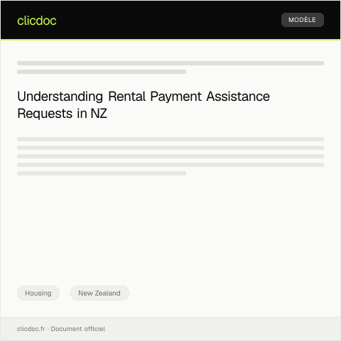 Document preview: Request for Rental Payment Assistance / Tono tautoko utu reo — Housing, New Zealand