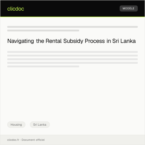 Document preview: Request for Rental Subsidy under the National Housing Program — Housing, Sri Lanka
