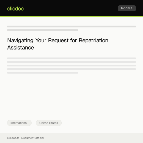 Document preview: Request for Repatriation Assistance — International, United States