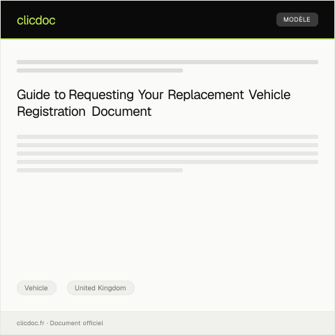 Document preview: Request for Replacement Vehicle Registration Document — Vehicle, United Kingdom
