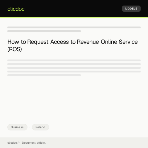 Document preview: Request for Revenue Online Service (ROS) Access — Business, Ireland