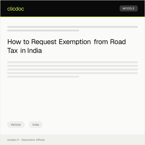 Document preview: Request for Exemption from Road Tax — Regional Transport Authority — Vehicle, India