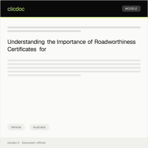 Document preview: Request for Roadworthiness Certificate for Commercial Vehicles — Vehicle, Australia