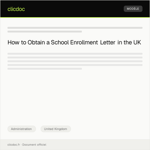 Document preview: Request for a School Enrollment Letter — Administration, United Kingdom