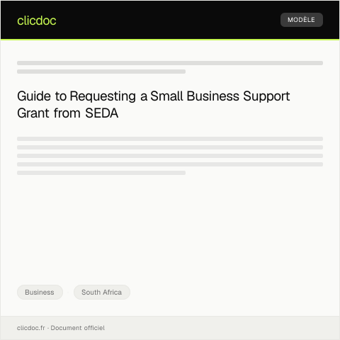 Document preview: Request for a Small Business Support Grant from SEDA — Business, South Africa