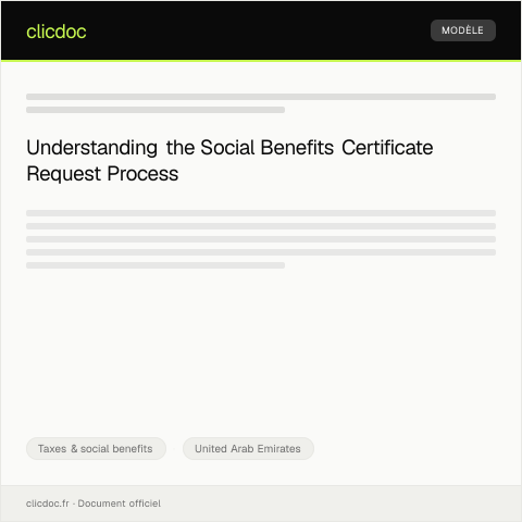 Document preview: Request for Social Benefits Certificate — Taxes & social benefits, United Arab Emirates