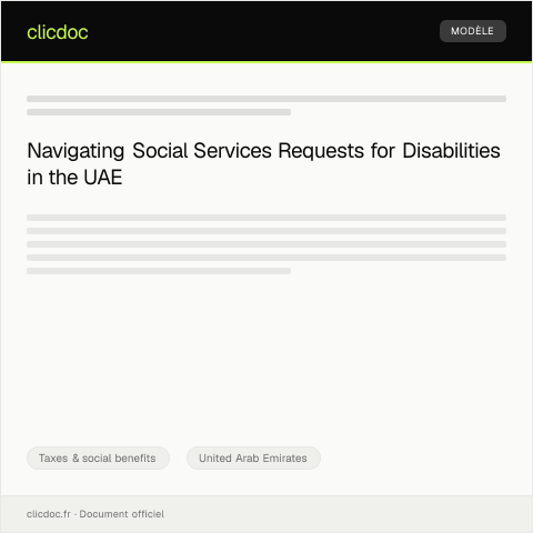 Document preview: Request for Social Services for Persons with Disabilities — Taxes & social benefits, United Arab Emirates