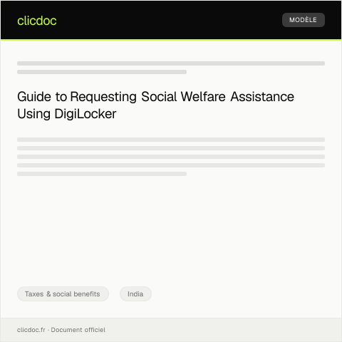 Document preview: Request for social welfare assistance through DigiLocker — Taxes & social benefits, India
