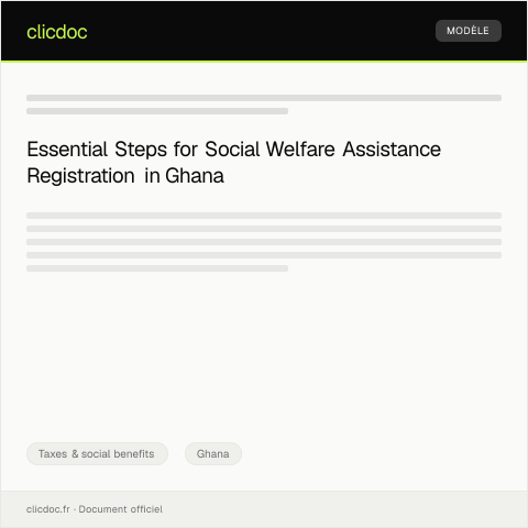 Document preview: Request for Social Welfare Assistance Registration — Taxes & social benefits, Ghana