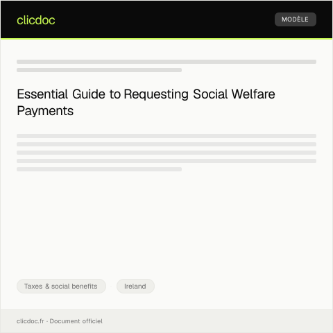 Document preview: Request for Social Welfare Payment — Taxes & social benefits, Ireland