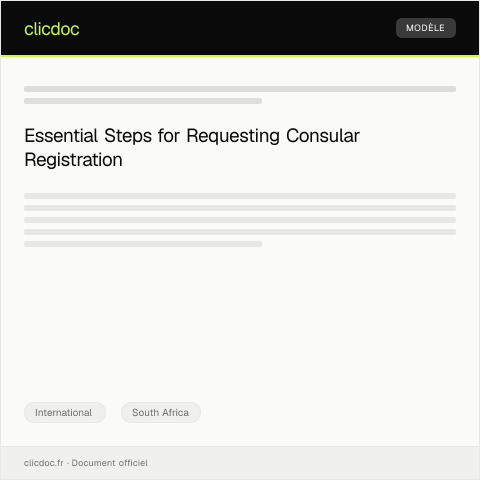 Document preview: Request for South African Consular Registration — International, South Africa