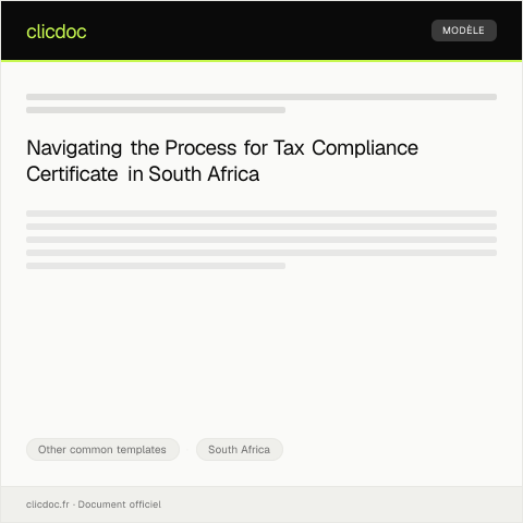 Document preview: Request for South African tax compliance certificate — Other common templates, South Africa