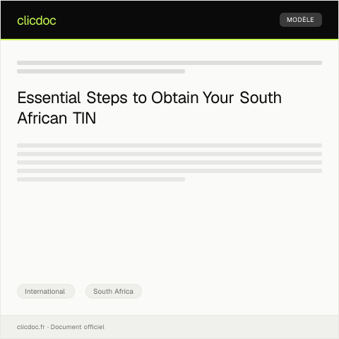 Document preview: Request for South African Taxpayer Identification Number (TIN) for Expatriates — International, South Africa