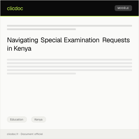 Document preview: Request for Special Examination Arrangements (Form SEA-KEN014) — Education, Kenya