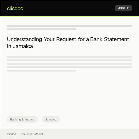 Document preview: Request for Statement of Account from a Jamaican Commercial Bank — Banking & finance, Jamaica