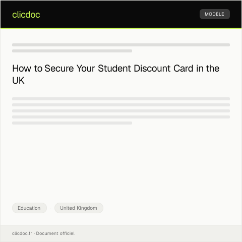 Document preview: Request for Student Discount Card — Education, United Kingdom