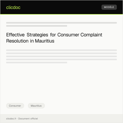 Document preview: Request for Support in Consumer Complaint Resolution — Consumer, Mauritius