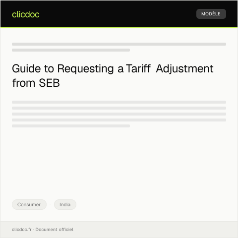 Document preview: Request for Tariff Adjustment — State Electricity Board — Consumer, India