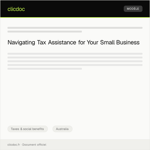 Document preview: Request for Tax Assistance for Small Business — Taxes & social benefits, Australia