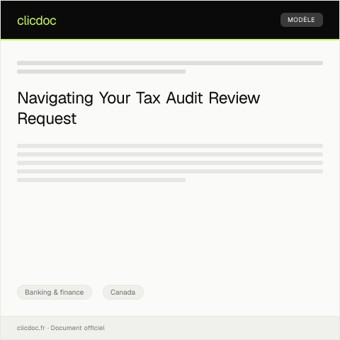 Document preview: Request for tax audit review - Demande de révision d'audit fiscal — Banking & finance, Canada