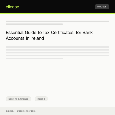 Document preview: Request for Tax Certificate for Bank Account — Banking & finance, Ireland