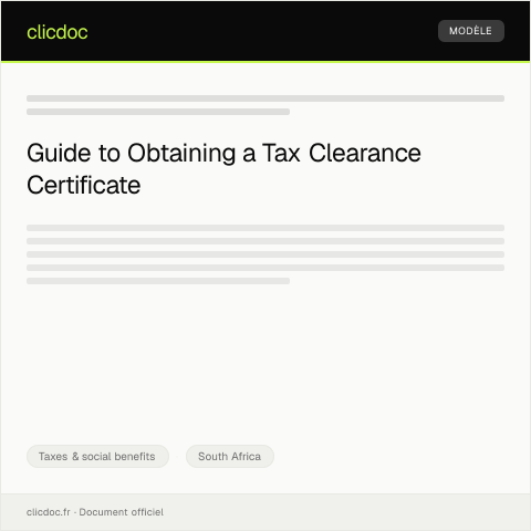 Document preview: Request for Tax Clearance Certificate via gov.za — Taxes & social benefits, South Africa
