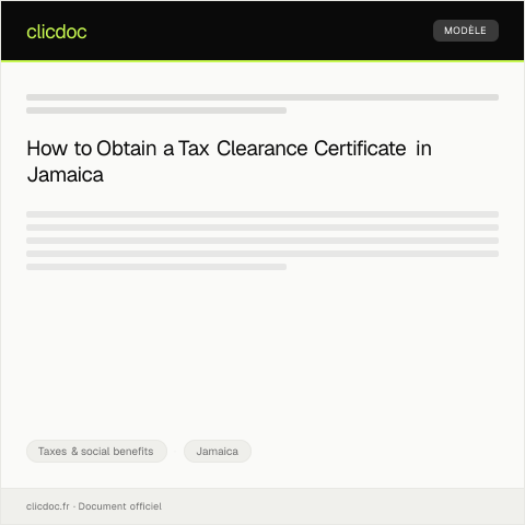 Document preview: Request a tax clearance certificate for business transactions — Taxes & social benefits, Jamaica