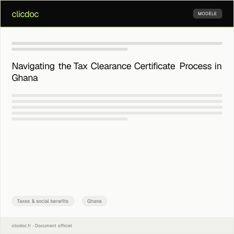 Document preview: Request for Tax Clearance Certificate from Ghana Revenue Authority — Taxes & social benefits, Ghana