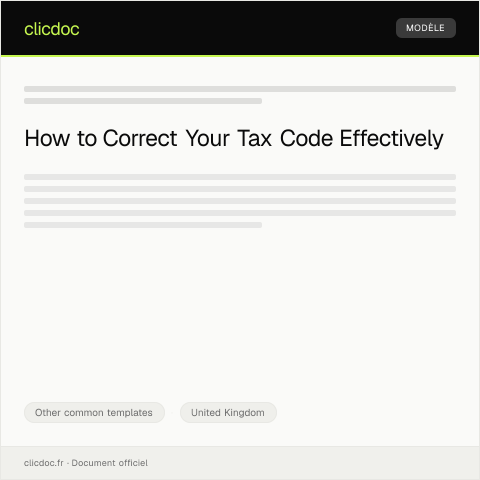 Document preview: Request for Tax Code Correction — Other common templates, United Kingdom