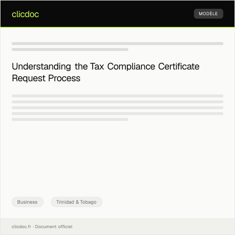 Document preview: Request for Tax Compliance Certificate — Business, Trinidad & Tobago